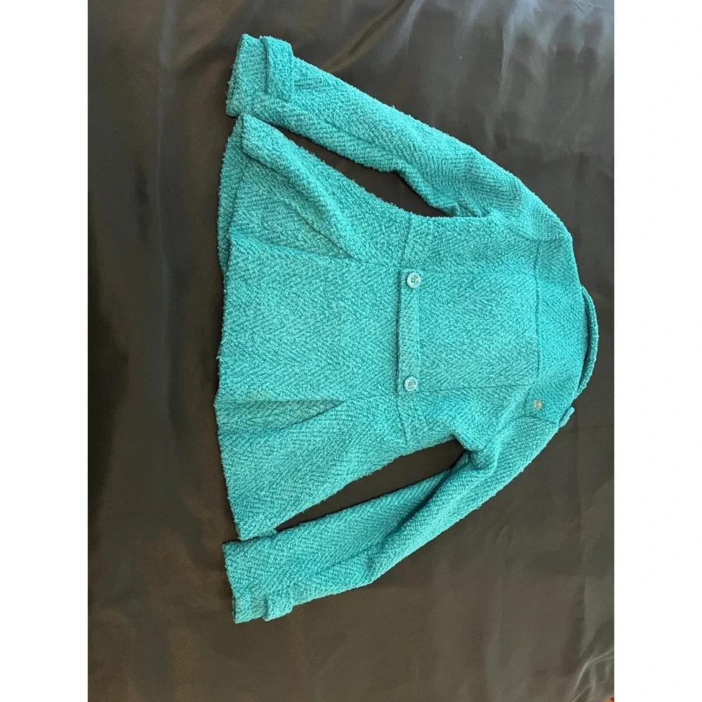 Billabong Womens Teal Boucle Wool Blend Pea Coat Jacket J703LSHA Small